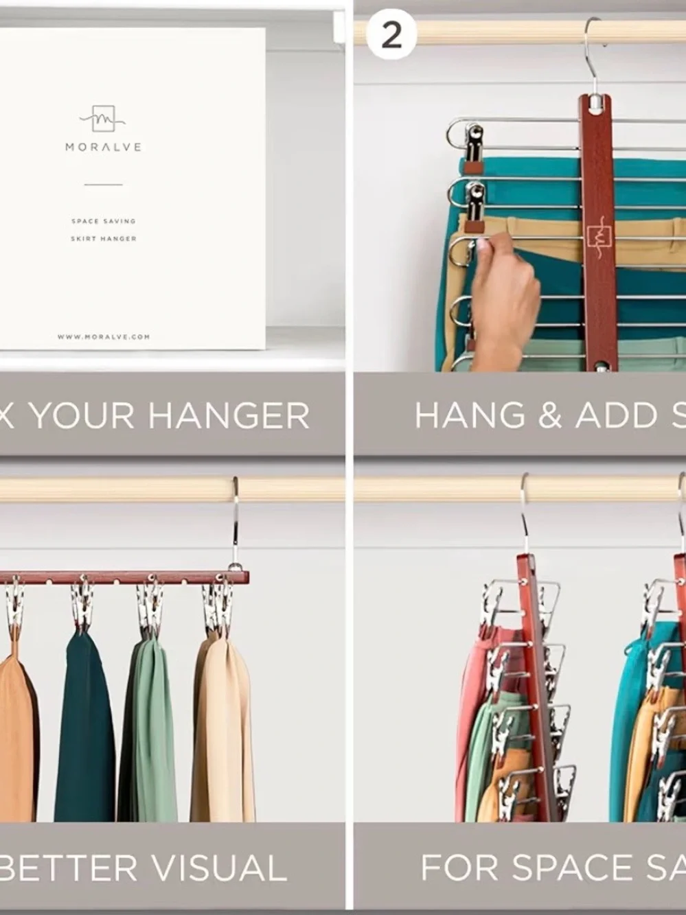 Moralve brown Space-Saving Multilayer Skirt Hanger